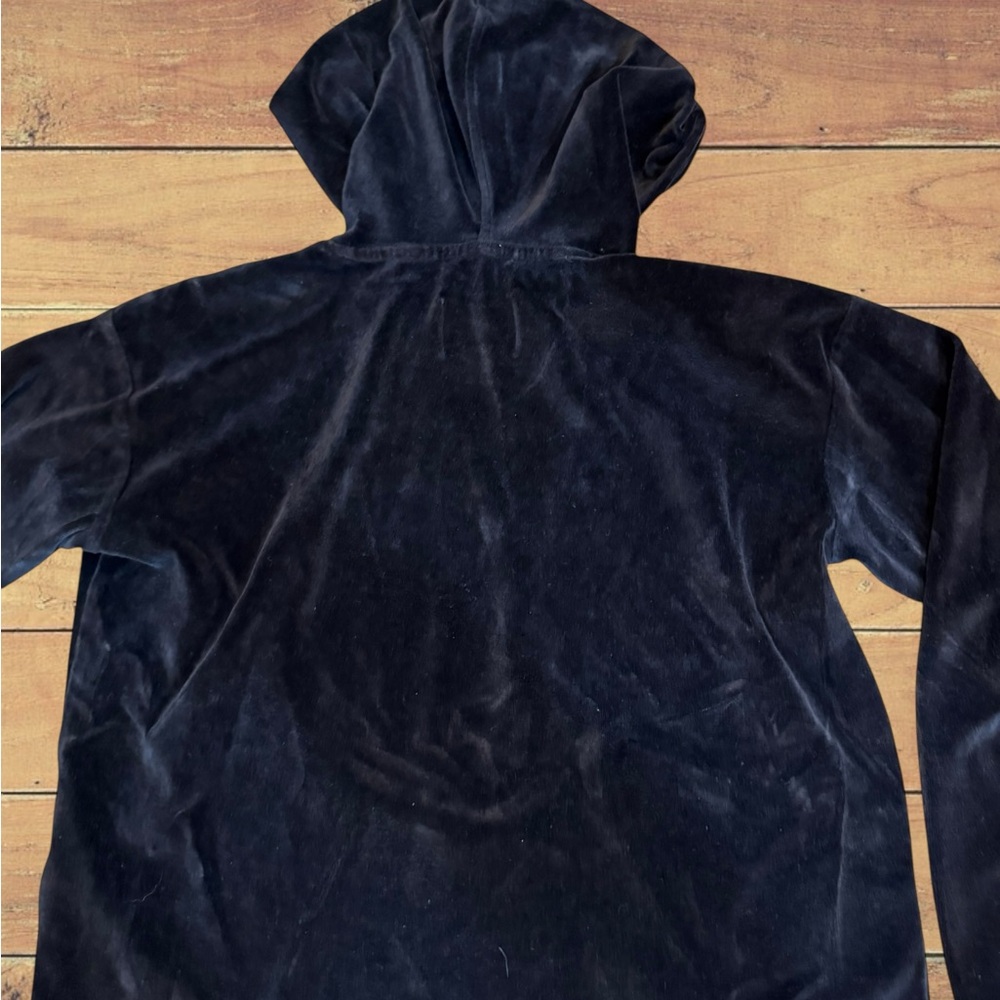 Calvin Klein Jeans Women’s Black Velour Pullover Hooded Sweatshirt Size XS Y2K - Picture 8 of 11